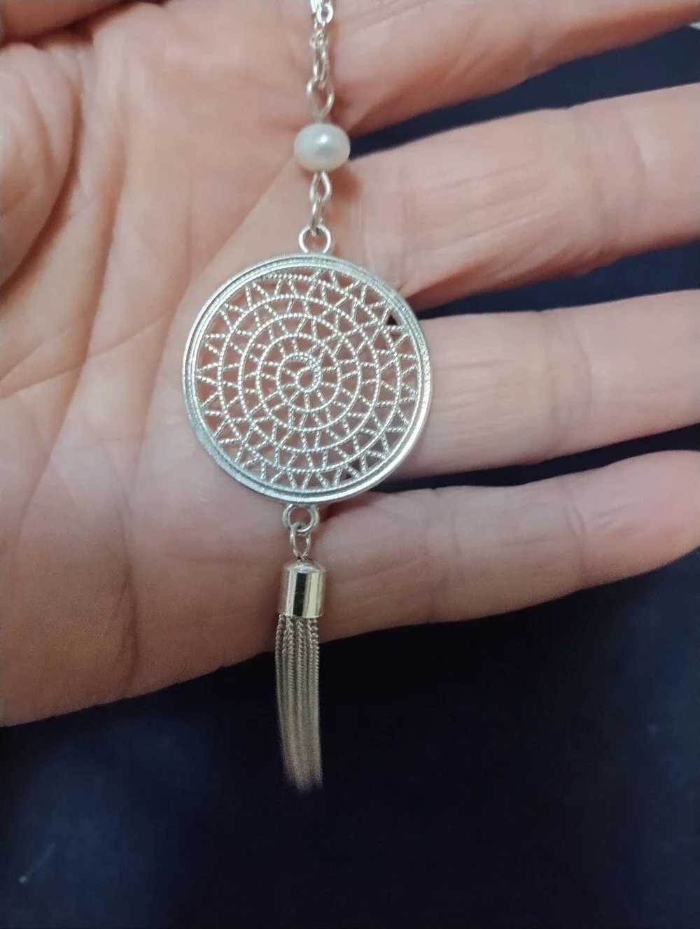 Set Of 4 Silver Tone Round Pendant Necklaces